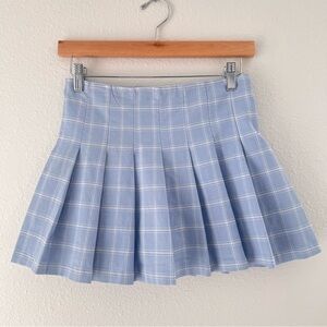 Altar’d State Blue Plaid Pleated Preppy Cheer School Girl Mini Skirt Skort Small